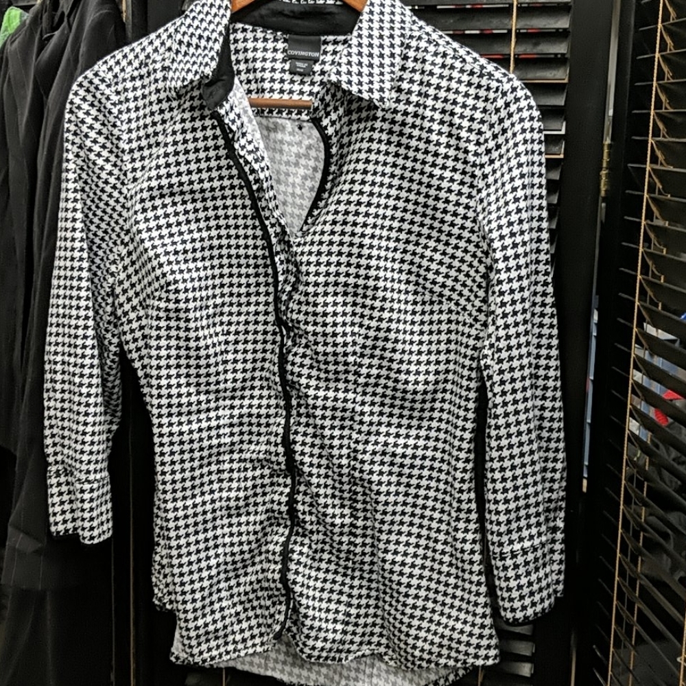 Covington Houndstooth Button Down 3/4 Length - image 1